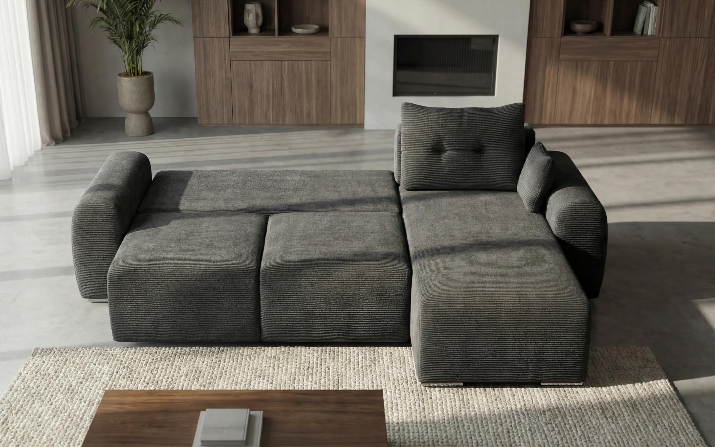 Extendable corner sofa Apollo Spring, dark grey  6